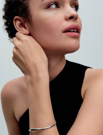 Pandora Sterling Silver Bangle - Silver - 17 CM