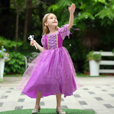 Prinsesse Rapunzel Kostume Festkjole Pigekjole (120cm)