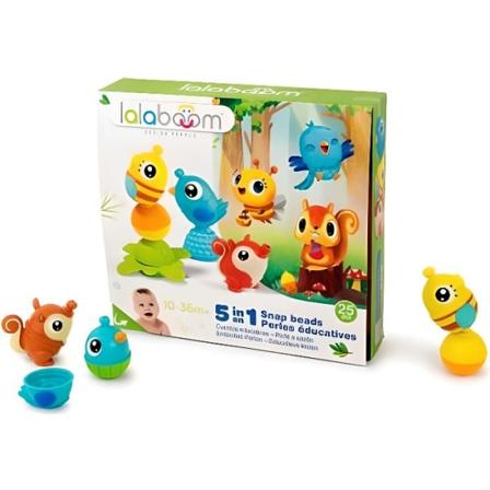 Lalaboom aktivitetsleksak för barn - Set med 3 djur och 8 pärlor - Från 9 månader - Blandat material Flerfärgad