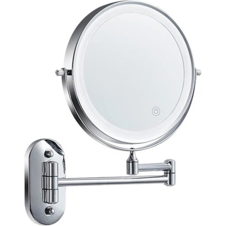 8 tums Sminkspegel med Ljus, 7X Förstoringsspegel Väggmonterad med Touch och 360° Sväng_TF_TF