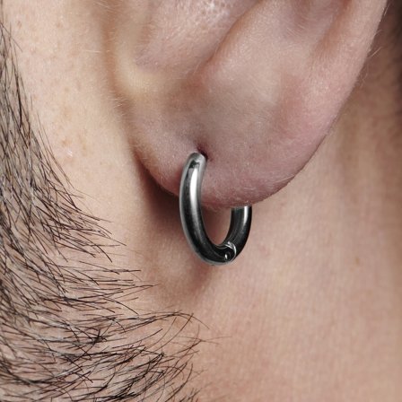 Sølvfarget Ørering av Stål for menn