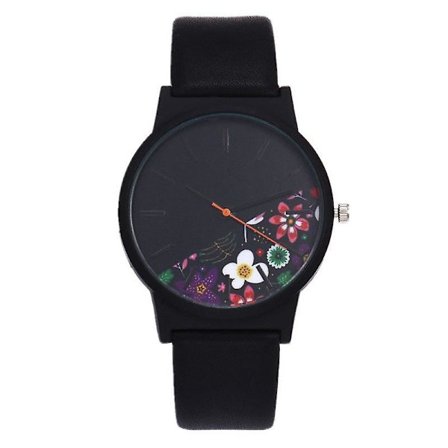 HOREDAR Mode kvinnor Quartz Watch Rose Patten Casual Dial Läderrem