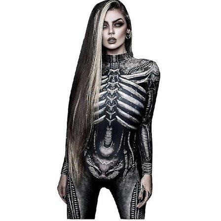 Naisten Halloween-asu Luurankopainatus Bodysuit Skinny Jumpsuit -a