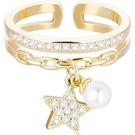 Trendy Damering, Ring Rik på Cubic Zirconia, Justerbart Allergivennlig Materiale, Gave