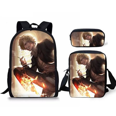 One Piece Primary And Secondary School Theme School Bag 3-piece Set Computer Bag Messenger Bag Pencil Case