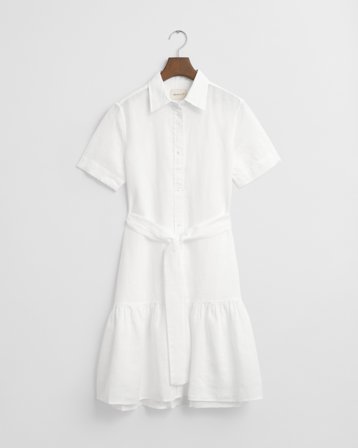 GANT Damen Hemdblusenkleid aus Leinen (42) Weiß