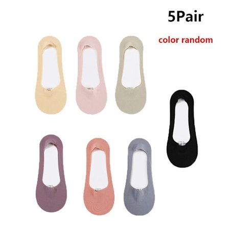 5 Par Silk Invisible Sokker Ankel Båd Sokker skridsikre