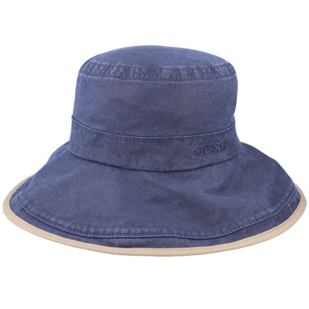 Stetson - Blue - bucket - Hat - Ladies Delave Navy Bucket - Hatstore