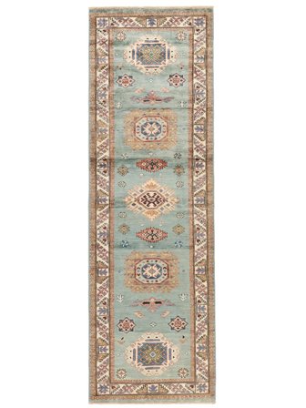 Kazak Ariana Rug 77X240 Runner Brown/Green Wool, Afghanistan