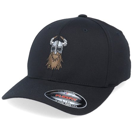 Vikings - Black flexfit Czapka Z Daszkiem - Horned Helmet Warrior Black Flexfit @ Hatstore