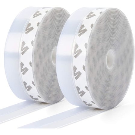 10m x 25mm 2-pakning Silikonforseglingslist, selvklebende dør- og vindusforsegling, transparent dør bunnforsegling 10m
