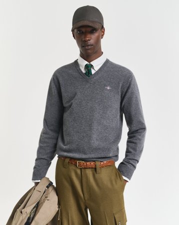 GANT Herren Superfine Lambswool V-Neck Pullover (M)