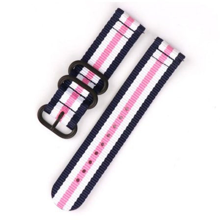 Samsung Galaxy Watch (46mm) / Huawei Watch GT klockarmband i nylon - Blå / Vit / Rosa