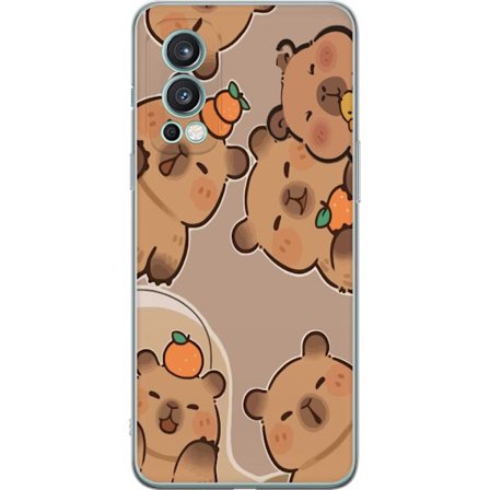 Kompatibel Mobilcover til OnePlus Nord 2 5G Capybara Orange Mood Niveau Kapibarer i varme toner med appelsiner og glade udtryk