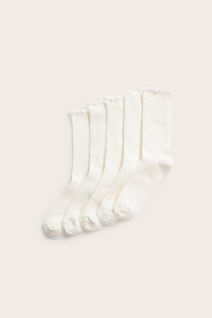 Kappahl | Prążkowane skarpetki 5-pak Offwhite 37/39 | Offwhite