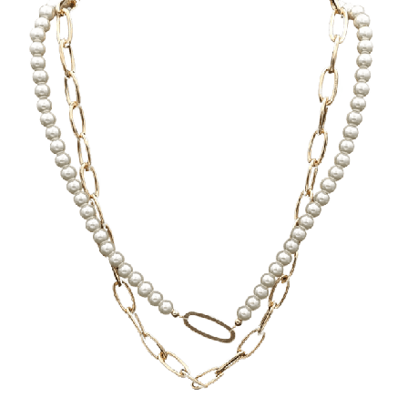 Complement Halsband Med Länkar Och Pärlor Dam Vit