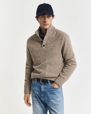 GANT Herren Geknöpfter Wollmix Troyer mit Noppenstruktur (XXL) Beige
