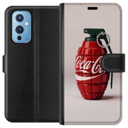 Kompatibelt Lommeboketui til OnePlus OnePlus 9 Kunstnerisk illustrasjon av Coca Cola granateple i rødt og grønt, pop art inspirert motiv med lekende