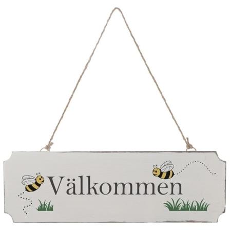 Träskylt Välkommen