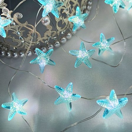 2M sjöstjärna ljusslinga, 20LED, havs tema fest, sjöjungfru ljusslinga, födelsedagsfest dekoration, flicka babyshower souvenir