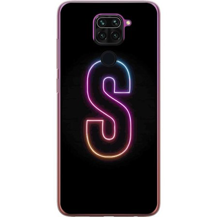 Yhteensopiva Puhelinkuori Xiaomi Xiaomi Redmi Note 9 Neonkirjain S kirkkaissa pinkissä ja sinisissä sävyissä tummaa taustaa vasten, siisti kirjain