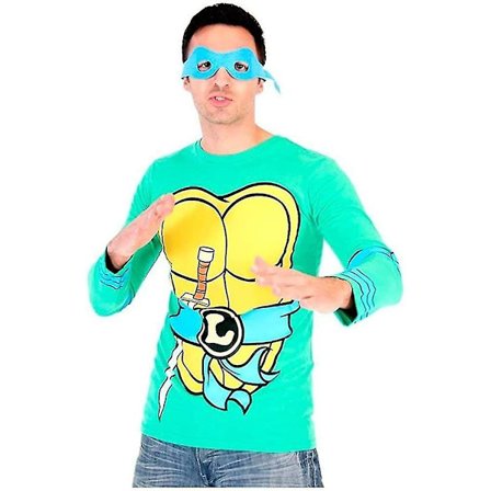 Teenage Mutant Ninja Turtles långärmad kostym Grön T-shirt & ögonmask