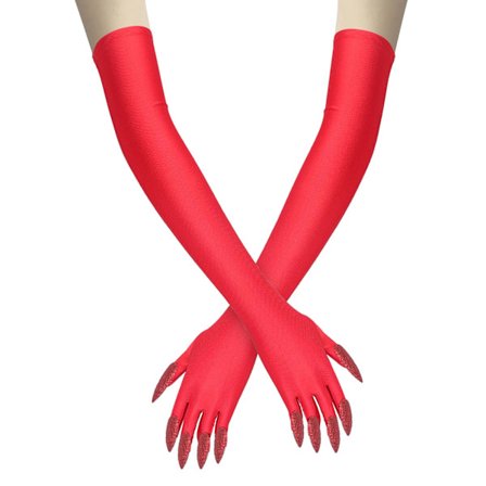 Partyhansker Kattepoter Halloween Prop Hansker Cosplay Kostyme Halloween Kostyme Klo Hansker Lange Negler Rød