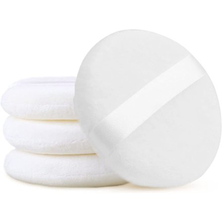 Vit - 4-pack bomullspuder, runda sminkpuffar, löst puder