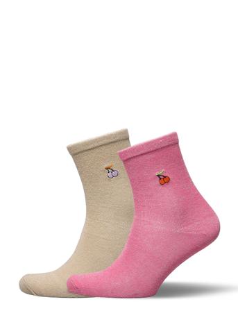 Cherry Glam Sock 2 Pack Pink Becksöndergaard