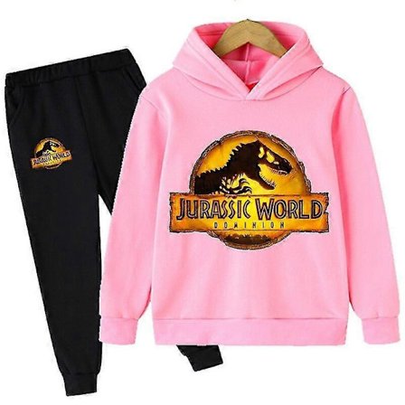 Dinosaur-hettegenser og bukse-sett for barn Gutter Jenter Jurassic World Dominion Gensere Hettegensere Barneklær Mote Pullover Klesdrakt - Perfekt