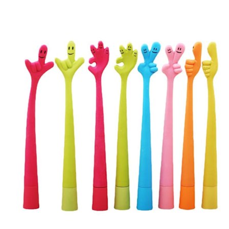 8 x Roliga Kulspetspennor med Finger-tema, Presenter till Barn (Slumpmässigt)