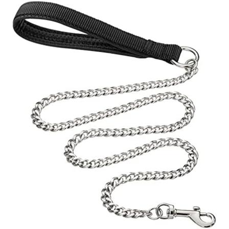 Robust Metal Hundelead, 6 FT Tyggefast Hundeførerkæde med Blød Polstret Håndtag til Store & Mellemstore Hunde