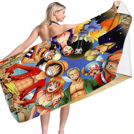 ONE PIECE Cartoon Badehåndklæde Strand Svømning Håndklæder Tæppe Yoga Håndklæde Komfortabel Mikrofiber 70x150cm (FMY)