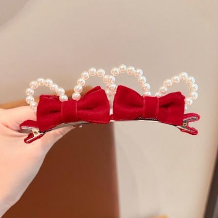 Kaninører Hårklips Pearl Hai Clip RØD red
