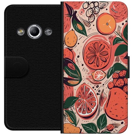Kompatibelt Lommeboketui til Samsung Galaxy Xcover 3 Håndtegnet kollasje av sitrusfrukter, blader og bær i varm rosa og oransje fargeskala