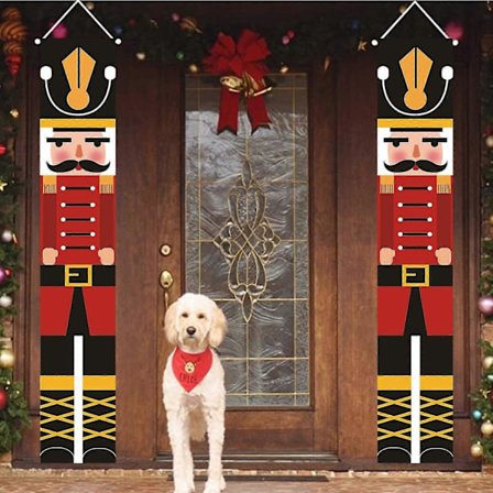 1 Par Soldat Nøddeknækker Model Bannere Udendørs Juledekorationer Nøddeknækker Soldater Figurer til Hoveddør Veranda Væg Ferie Fest Julepynt