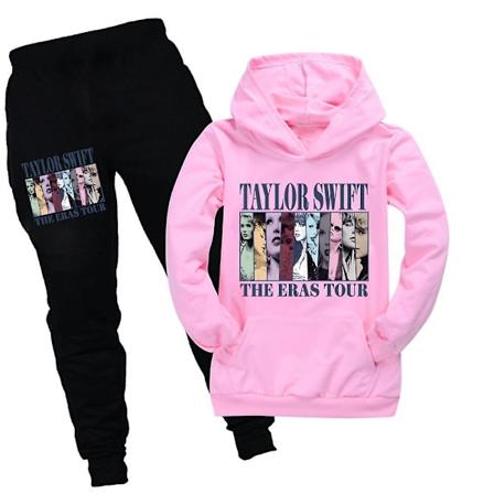 Taylor Swift The Eras Tour Print Tracksuit Set Børnetrøje Hoodie Sweatshirt Hættetrøjer Jogger Bukser Sweatsuit Outfits Dragt Til Swiftie Gaver Pink 
