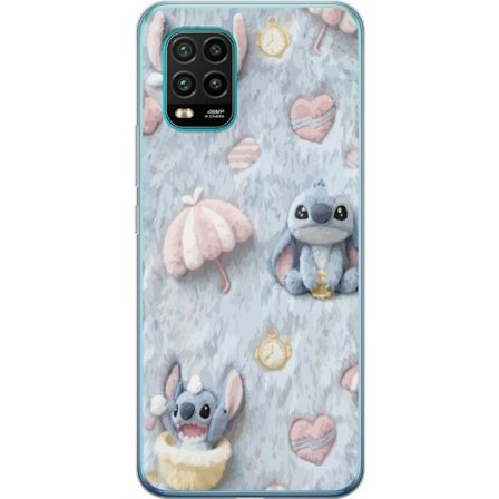 Kompatibel Mobilcover til Xiaomi Mi 10 Lite 5G Stitch mønster med hjerter, paraplyer og pastelfarvet blød baggrund