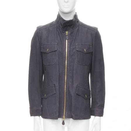 Bottega Veneta Vintage, Pre-owned Jackets Blauw, Dames, Maat:L,leer