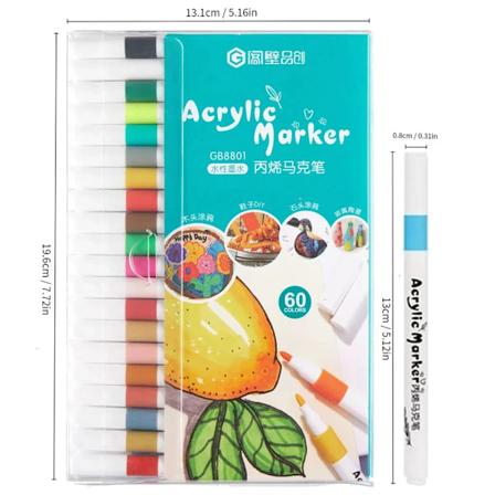 12-80 Farver Akryl Markør Rock Maleri Sæt Til Børn Sten Maleri Penne Sæt Keramisk Glas Træ Manga Kunstskola Su Anvendt 60 colors