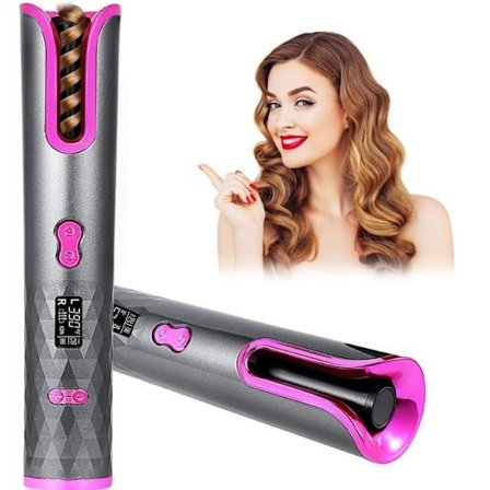 Professionel Trådløs Automatisk Krøllejern med 6 Temperaturindstillinger, Bærbar, Genopladelig, Hurtig Opvarmning til Hårstyling