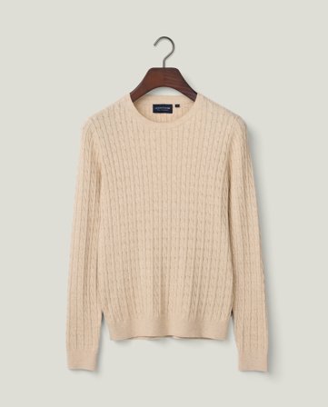 Lexington Kaapelineulottu pusero luomupuuvillaa, vaalea beige