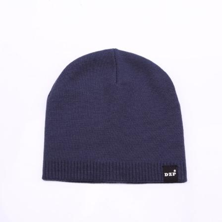 Varm vinterstrikket huehue Herrehue til kvinder Retro let matchende uldhue efterår og vinter unisex Navy blue M
