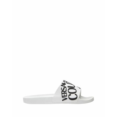 Versace Jeans Couture, Logo Print Sliders Biały, Mężczyzna, Rozmiar: 41 EU