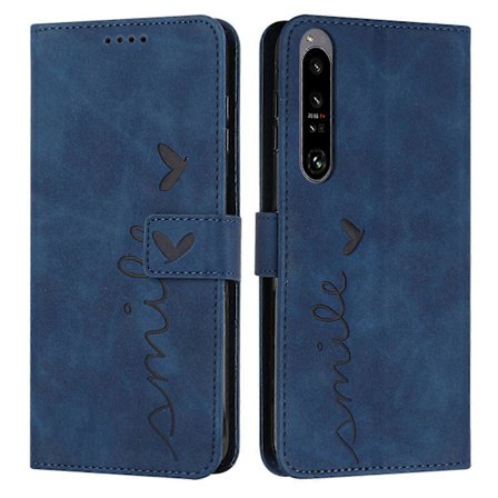 För Sony Xperia 1 IV Skinnkänsla Hjärta Präglat Läder Telefonfodral