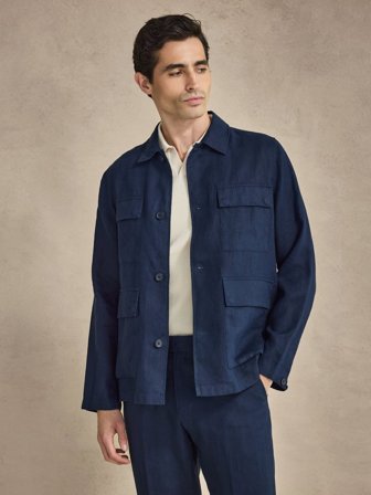 John Henric Men's Marineblaues Overshirt Size XXL