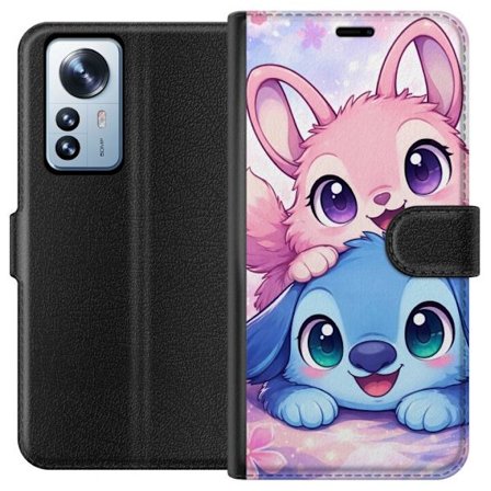 Kompatibel Tegnebogsetui til Xiaomi Xiaomi 12 Pro Sød kawaii illustration med pink og blå fantasidyr, store øjne og bløde farver perfekt til børn