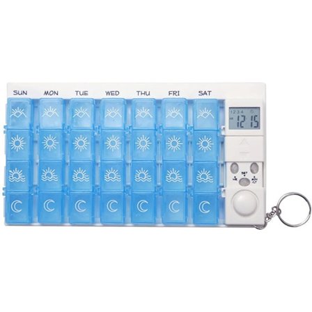 Pilleæske med timer, medicinpåmindelse, pillebeholder,