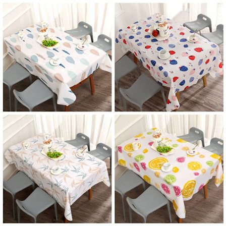 4x 137*90cm PVC-bordsduk, tecknad mönster bordslöpare, vattentät oljesäker rektangulär matbord duk lock bordsdukar bordsskydd