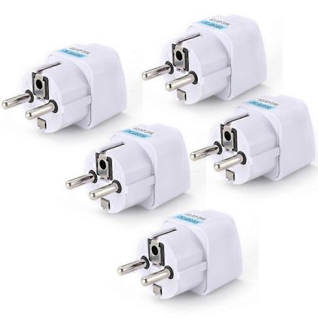 5X EU Pluggadapter DE Til EU Pluggadapter 10A 250V Universell Reiseadapter EU Stikkontakt